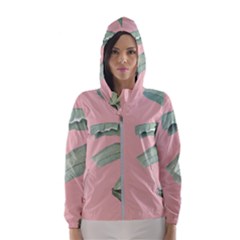 Banana Leaf On Pink Women s Hooded Windbreaker by goljakoff