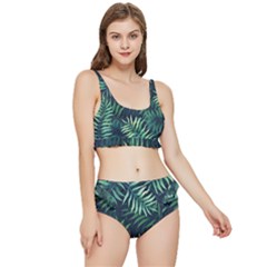 Green Leaves Frilly Bikini Set by goljakoff