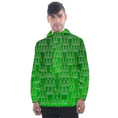 Green Triangles Men s Front Pocket Pullover Windbreaker by JustToWear