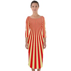 Sun Rays Quarter Sleeve Midi Bodycon Dress by JustToWear