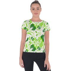 Green Leaves Short Sleeve Sports Top 