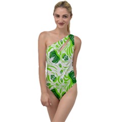 Green Leaves To One Side Swimsuit by Eskimos