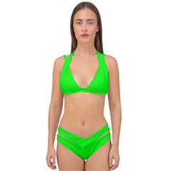 Color Lime Double Strap Halter Bikini Set by Kultjers