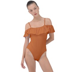 Color Chocolate Frill Detail One Piece Swimsuit by Kultjers