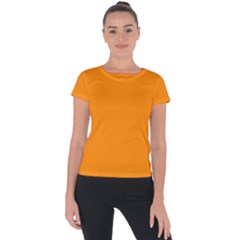 Color Dark Orange Short Sleeve Sports Top 