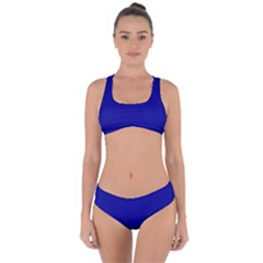 Color Dark Blue Criss Cross Bikini Set by Kultjers