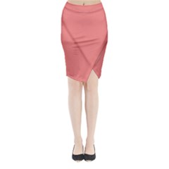 Color Light Coral Midi Wrap Pencil Skirt