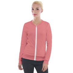 Color Light Coral Velvet Zip Up Jacket by Kultjers