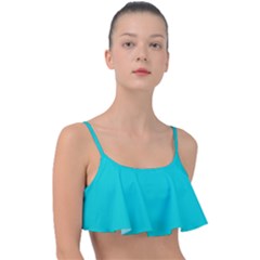 Color Dark Turquoise Frill Bikini Top by Kultjers