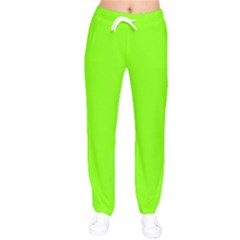 Color Chartreuse Women Velvet Drawstring Pants by Kultjers
