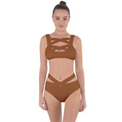 Color Saddle Brown Bandaged Up Bikini Set  by Kultjers