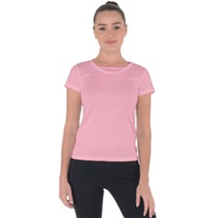 Color Light Pink Short Sleeve Sports Top 