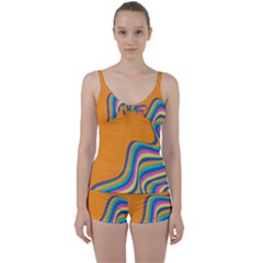 Psychedelic-groovy-pattern Tie Front Two Piece Tankini by designsbymallika