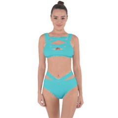 Color Medium Turquoise Bandaged Up Bikini Set  by Kultjers