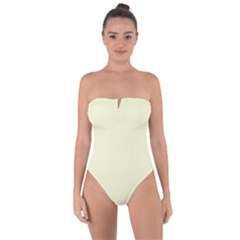 Color Light Goldenrod Yellow Tie Back One Piece Swimsuit by Kultjers