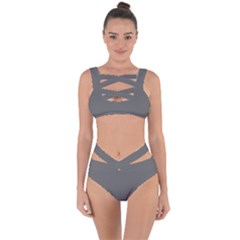 Color Dim Grey Bandaged Up Bikini Set 