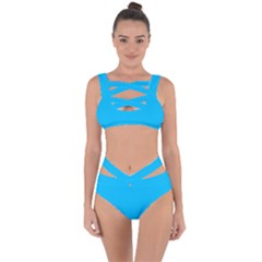 Color Deep Sky Blue Bandaged Up Bikini Set 