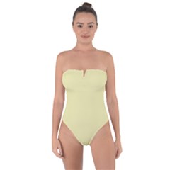 Color Pale Goldenrod Tie Back One Piece Swimsuit