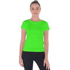 Color Neon Green Short Sleeve Sports Top 