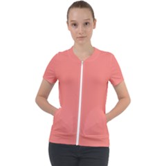 Color Tea Rose Short Sleeve Zip Up Jacket by Kultjers