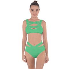 Color Paris Green Bandaged Up Bikini Set 