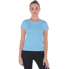 Color Baby Blue Short Sleeve Sports Top 