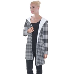 White Dots On Black Longline Hooded Cardigan by JustToWear