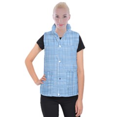 Blue Knitted Pattern Women s Button Up Vest by goljakoff