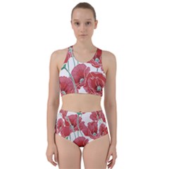 Red Poppy Flowers Racer Back Bikini Set by goljakoff