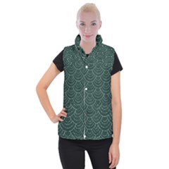 Green Sashiko Pattern Women s Button Up Vest by goljakoff