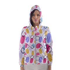 Watercolor Circles  Abstract Watercolor Women s Hooded Windbreaker by SychEva