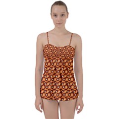 Curvy Geometric Pattern Babydoll Tankini Set by designsbymallika