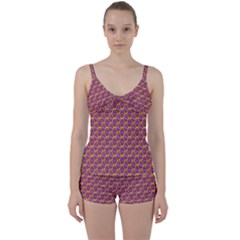 Geometric Groovy Pattern Tie Front Two Piece Tankini by designsbymallika