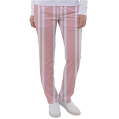 Bandes Blanc/rose Clair Women s Casual Pants