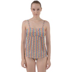 Psychedelic Groovy Pattern Twist Front Tankini Set by designsbymallika