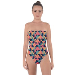 Shapes Pattern Tie Back One Piece Swimsuit