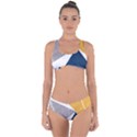 Pattern abstrait effet bleu/jaune Criss Cross Bikini Set View1