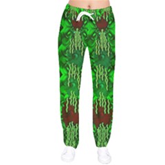 Forest Of Colors And Calm Flowers On Vines Women Velvet Drawstring Pants by pepitasart