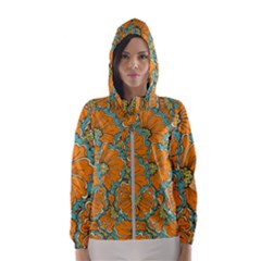 Orange Flowers Women s Hooded Windbreaker by goljakoff