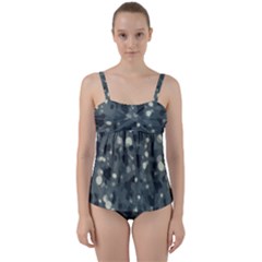 Abstract Texture Surface Print Twist Front Tankini Set by dflcprintsclothing