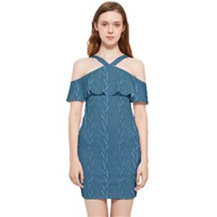 Algae And Aquatic Plants Shoulder Frill Bodycon Summer Dress by SychEva