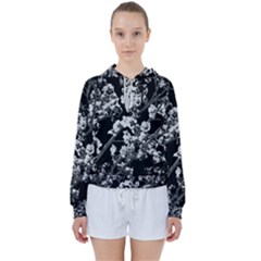 Fleurs De Cerisier Noir & Blanc Women s Tie Up Sweat