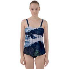 Whales Peak Twist Front Tankini Set by goljakoff