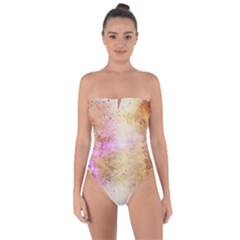 Golden Paint Tie Back One Piece Swimsuit by goljakoff