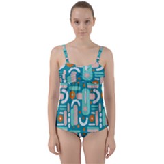 Abstract Shapes Twist Front Tankini Set by SychEva