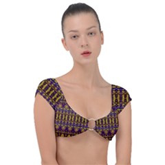 Fancy Ornate Pattern Mosaic Print Cap Sleeve Ring Bikini Top by dflcprintsclothing