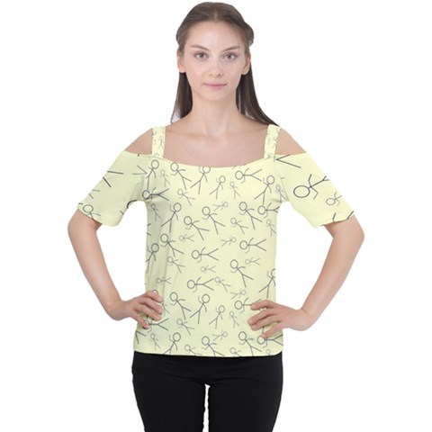 Little Men In Yellow Cutout Shoulder Tee by JustToWear