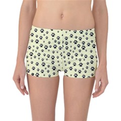 Pattern Silhoutte Paw On Yellow Reversible Boyleg Bikini Bottoms by JustToWear