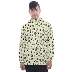 Pattern Silhoutte Paw On Yellow Men s Front Pocket Pullover Windbreaker by JustToWear