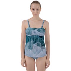 Blue Sea Twist Front Tankini Set by goljakoff